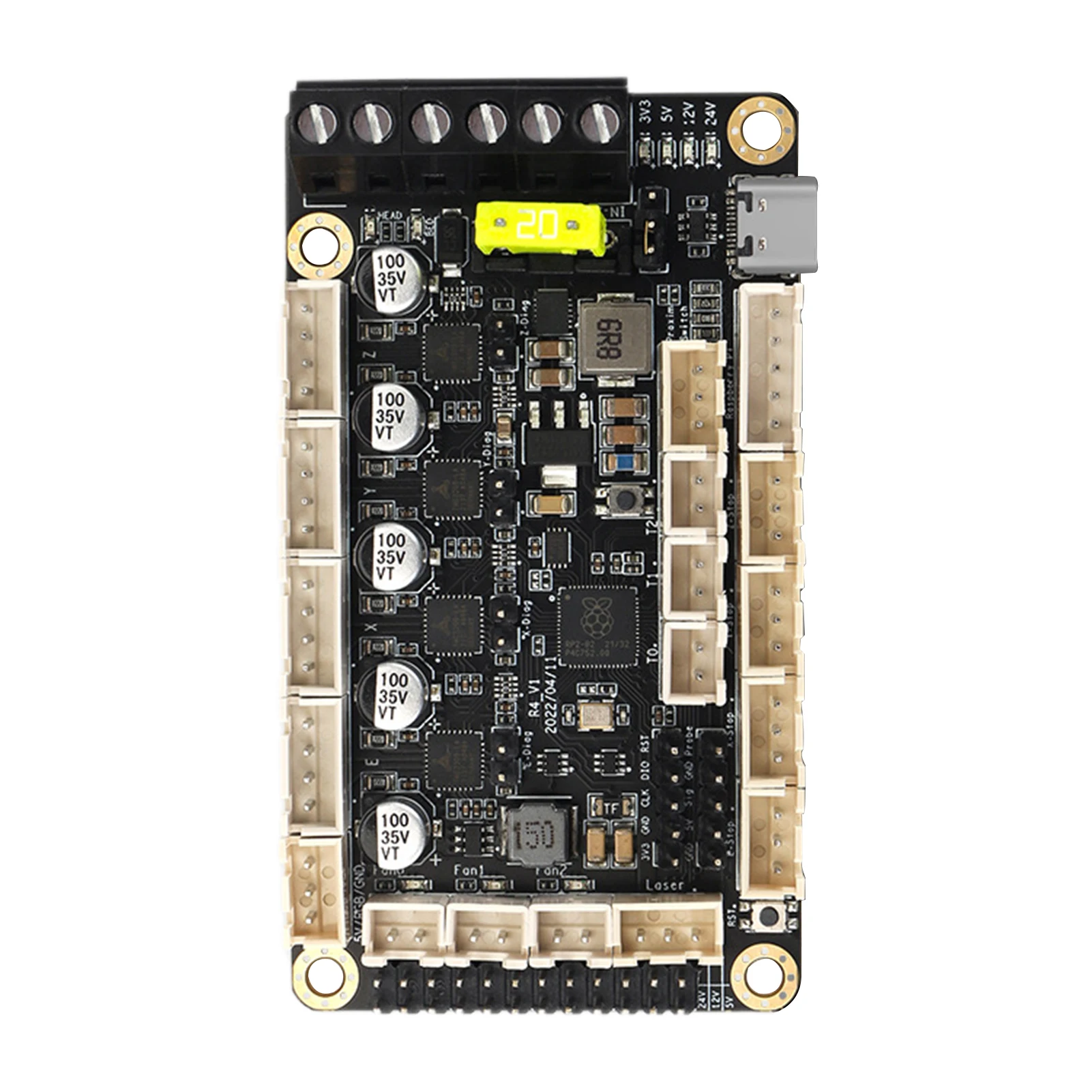 

New 4-Axis Stepper Motor Control Board DC24V/DC12V VORON V0 R4 Motherboard 3D Printer Accessories Convenient To Disassemble