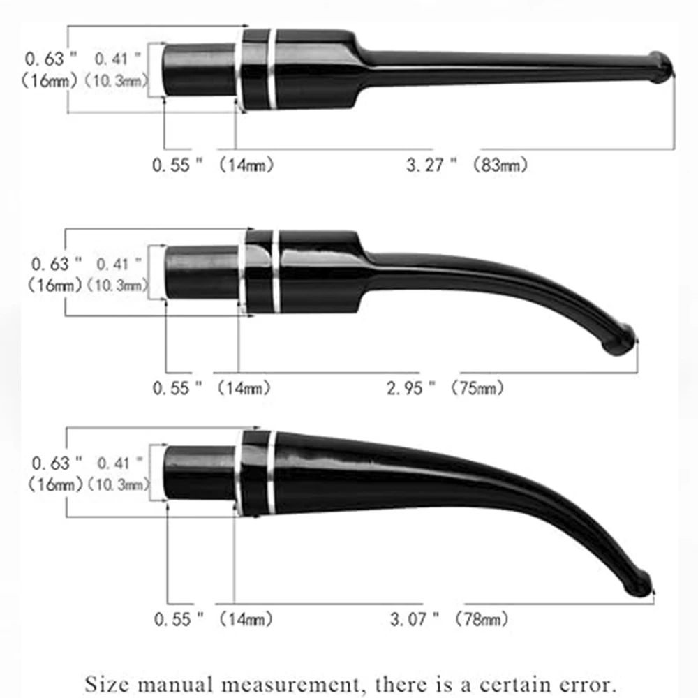 Tobacco pipe mouthpiece 9mm pipe channel Silver double stripe Tenon outer diameter 10.3mm Acrylic Pipe stem outer diameter 16mm smoking accessories tobacco pipe tobacco smoking accessories herb smoking pipe smoking pipe