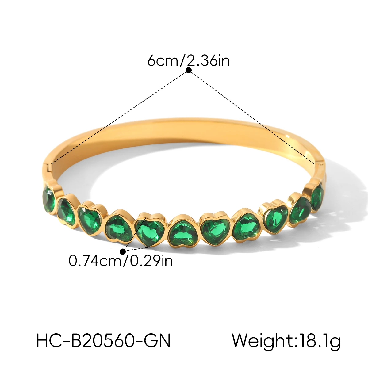 Hochwertiger Zirkonia-Armreif, 18K vergoldeter Edelstahl, Damen-Tennisarmband, wasserdicht, anlaufgeschützt, für Hochzeiten und Partys – Detail 5