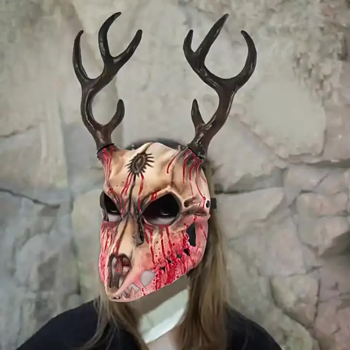 VICASKY Geweih Halloween Maske - Abnehmbare Hörner Für Cosplay