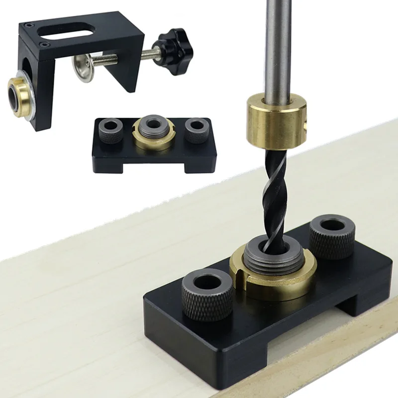 

Woodworking Doweling Jig Kit Hole Puncher Pocket Hole Jig Drill Guide Locator Furniture Connecting DIY Tool 3 In 1 Adjustable