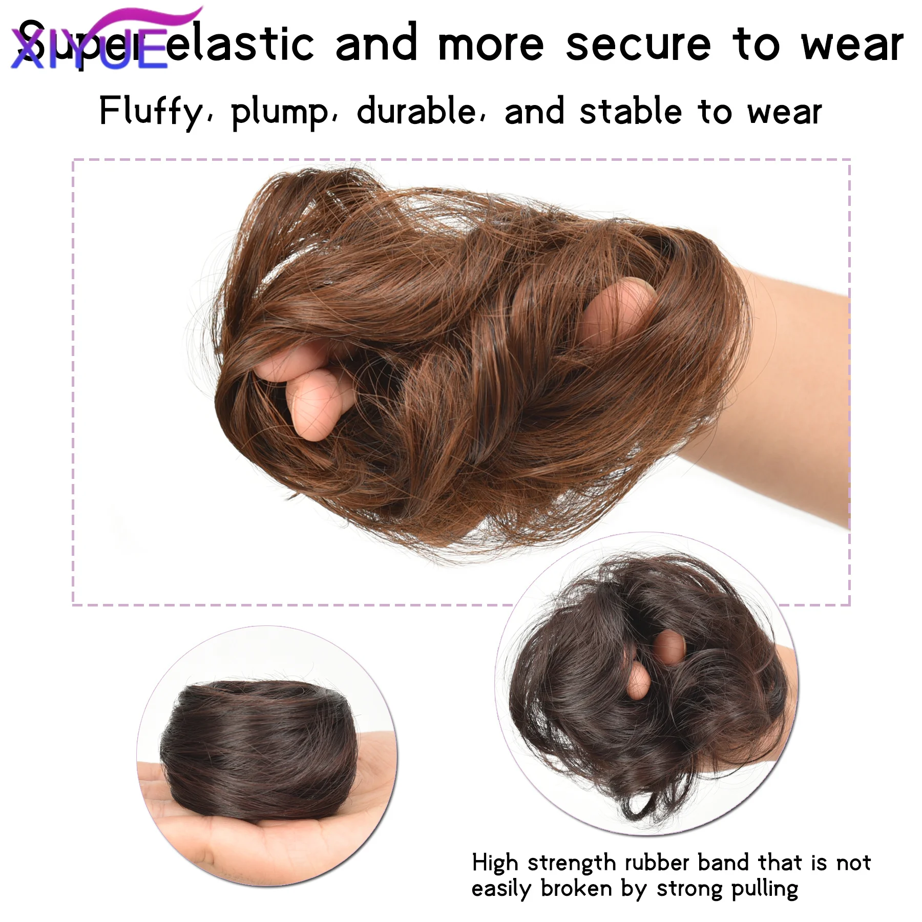 Synthetic Messy Bun Hair Piece Straight Chignon Extension Mini Rubber Band Hair Bun Scrunchies Donut Wig Accessory