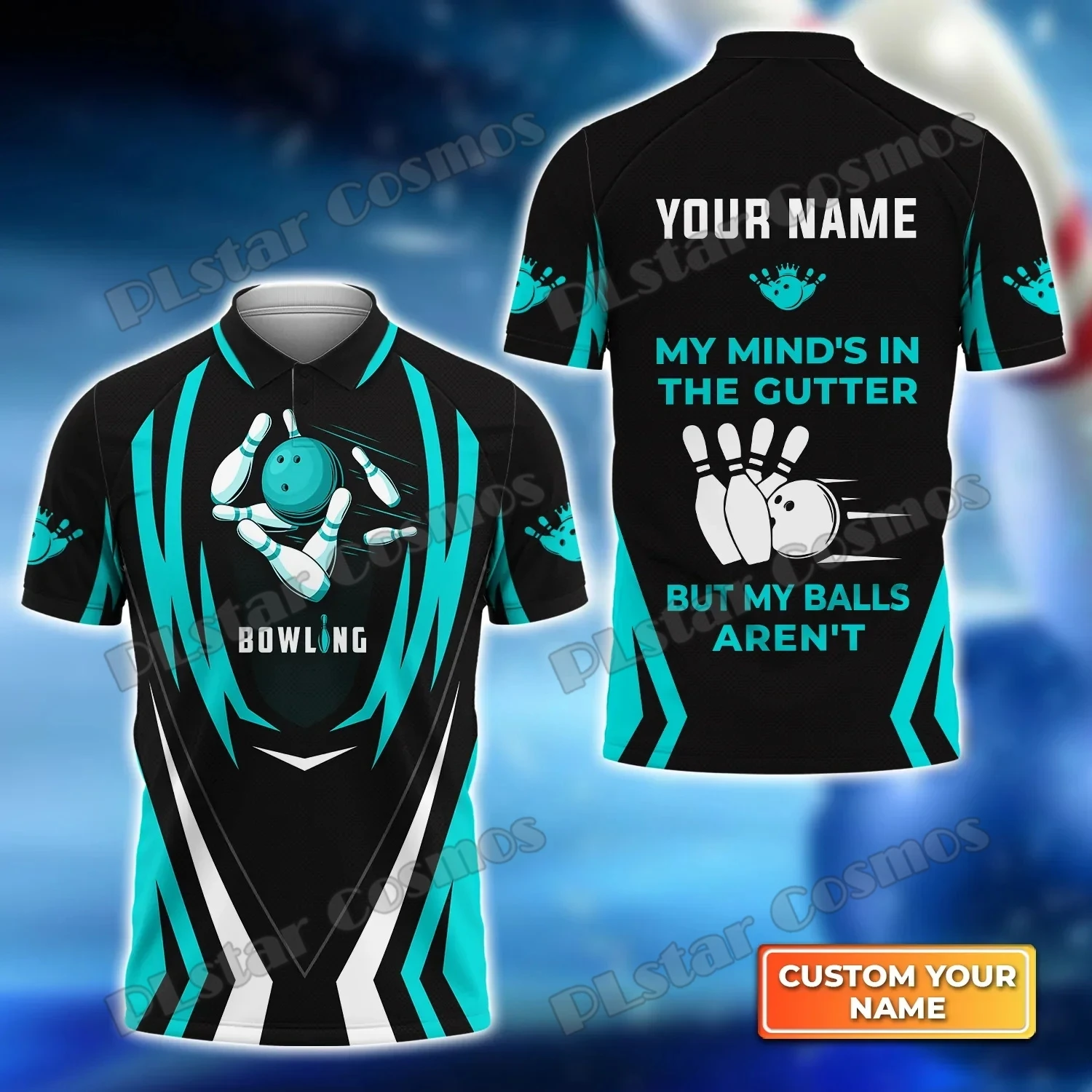 Bowling Sport Team personal isierte Name 3d gedruckt Herren Polos hirt Sommer Straße Kurzarm Shirt Geschenk für Bowling Liebhaber wk37 – Detail 19