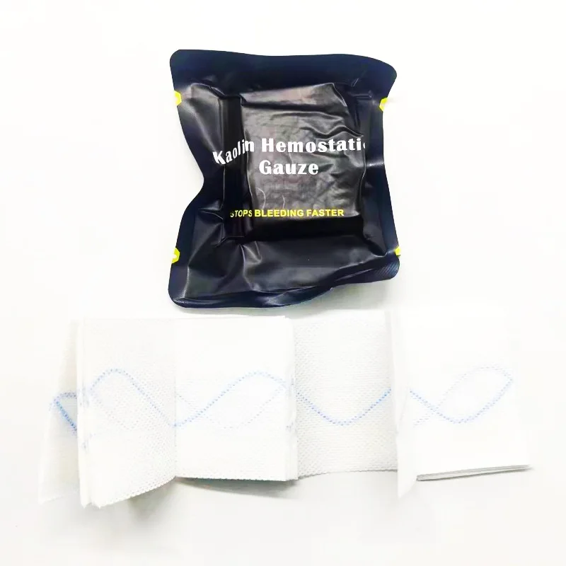 Outdoor Camping Kaolin Hemostatic Gauze Non-woven Fabric Chitosan Gauze Sheet Tactical First Aid Bandage