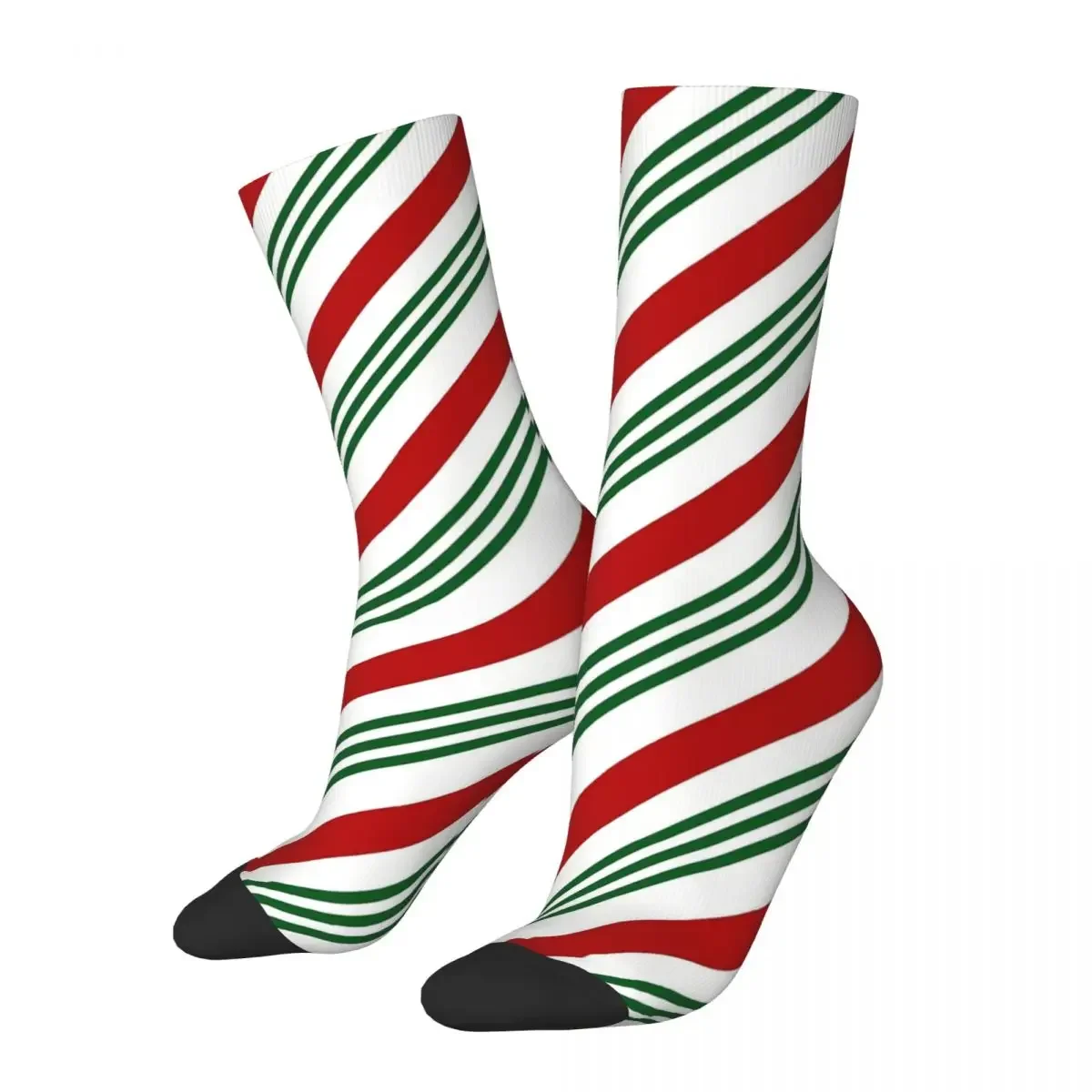 

Hip Hop Vintage Candy Cane Stripes Style Crazy Men's Socks Christmas Unisex Harajuku Seamless Printed Happy Crew Sock Boys Gift