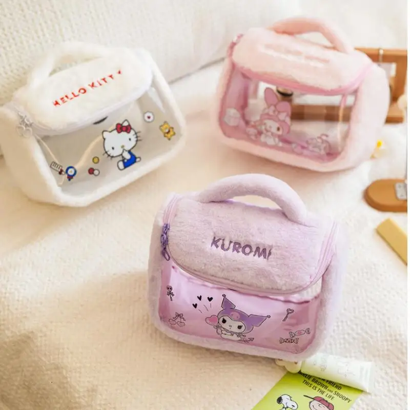 

Kawaii Мультфильм Плюшевая портативная косметичка аниме Hellokitty My Melody милая сумка для хранения Kuromi вместительные сумки подарок для девушки
