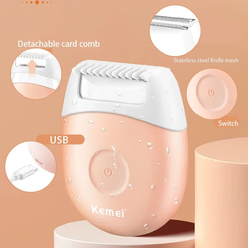 USB Charging Waterproof Body Razor Epilator Kemei Km-3213 Mini Design Fast Filling Without Skin Damage Body Hair Remover