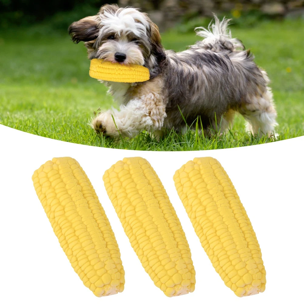 

3PCS Latex Yellow Pet Corn Shape Sounding Toys for Small Dogs Rubber Resistance To Bite Dog Toy Teeth Cleaning Chew Training Toy
