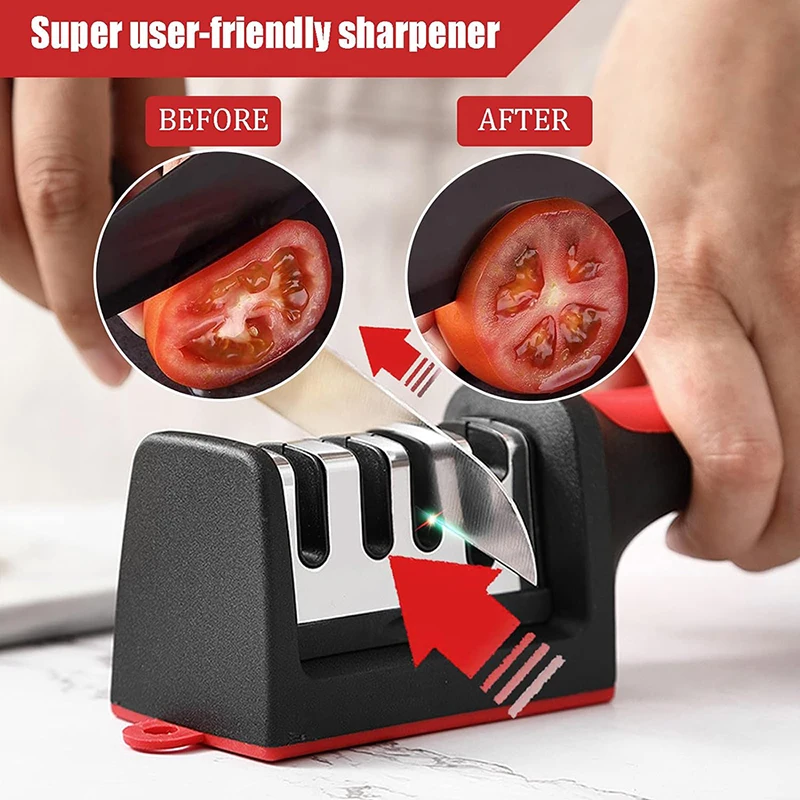 Knife Sharpeners 4 in 1 Professional Stainless Steel Quick Knife Sharpener For Kitchen Knives Ergonomic Kitchen Sharpeners