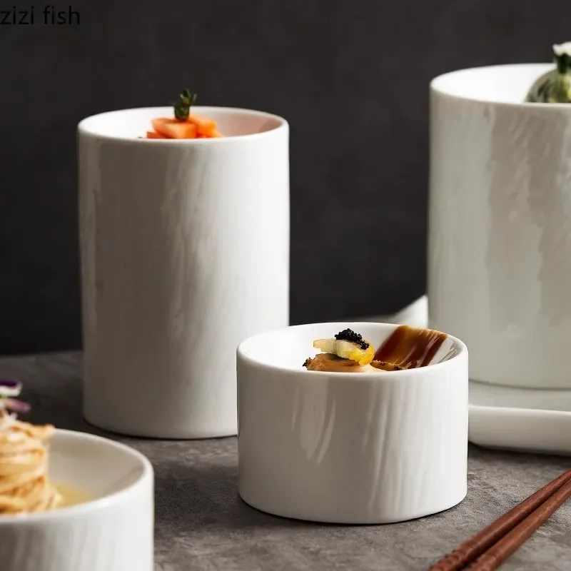 Creative Ceramic Dinner Plates Solid Color Tableware Cooking Dish Pasta Steak Plates Hotel Restaurant Snack Pastry Desserts Tray