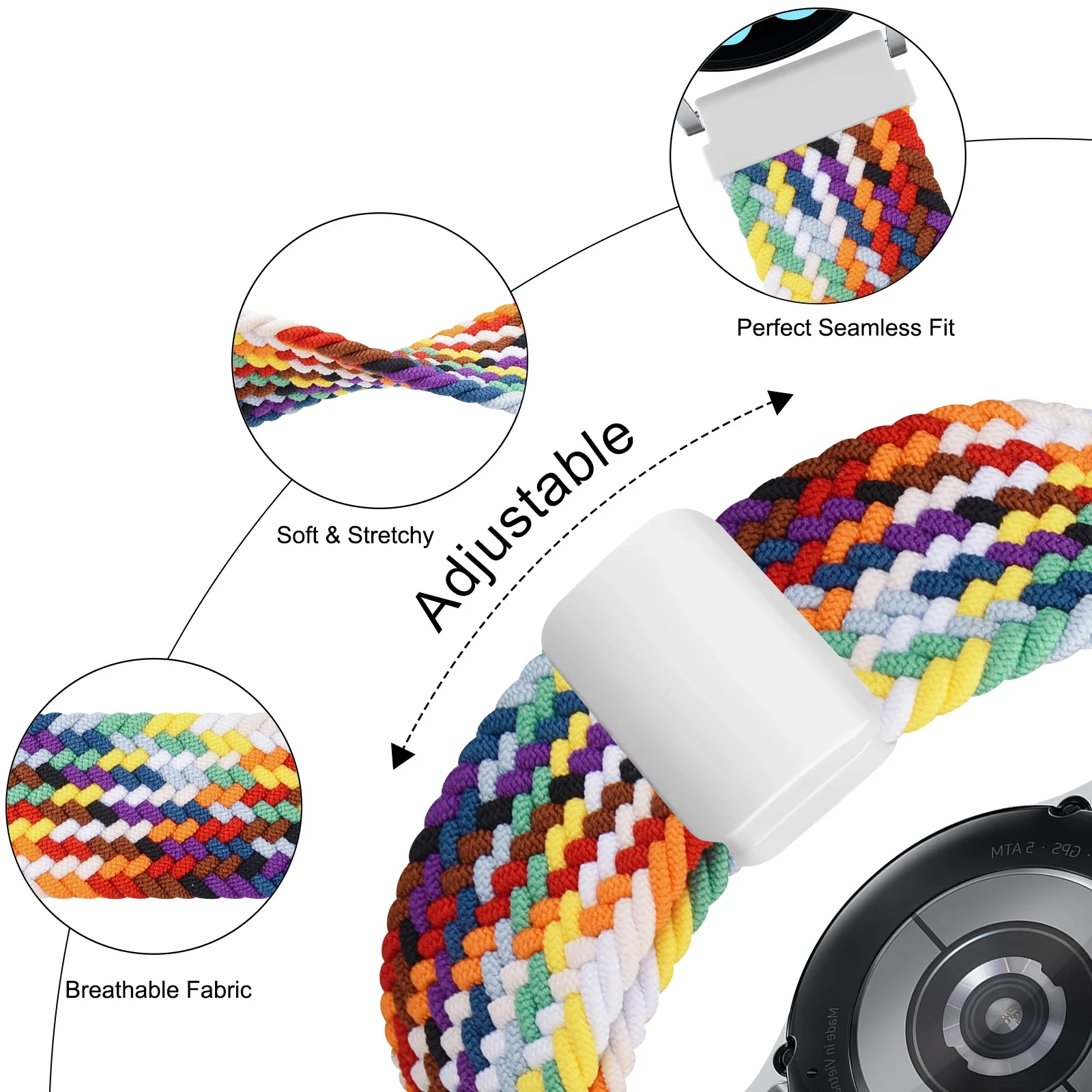 Braided Magnetic Bracelet Watchband, 22mm Strap