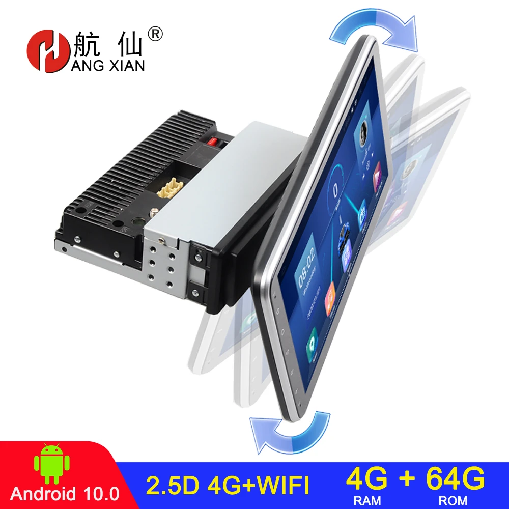 4G+64G Android 10.0 DSP Rotatable 1 din car radio audio car stereo universal 2 din android car audio Video DVD player 4G Wifi android car stereo