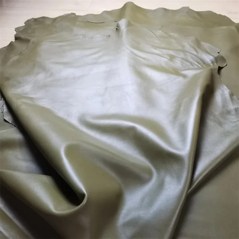 카키 양가죽, 0.6mm, 0.8mm 퍼스트 레이어 가죽, 리얼 가죽 원단, 수제 DIY 의류, 던지기 베개, 전체 양가죽