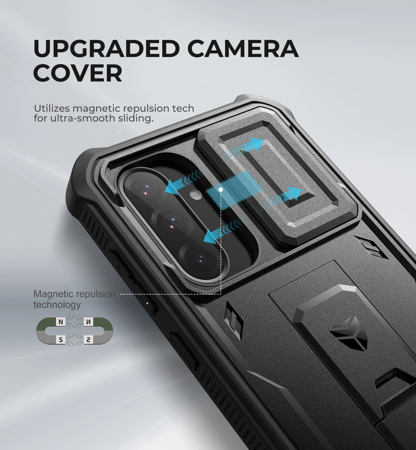 Heavy Duty Shockproof Phone Case with Built-in Magnetic Sliding Camera Cover