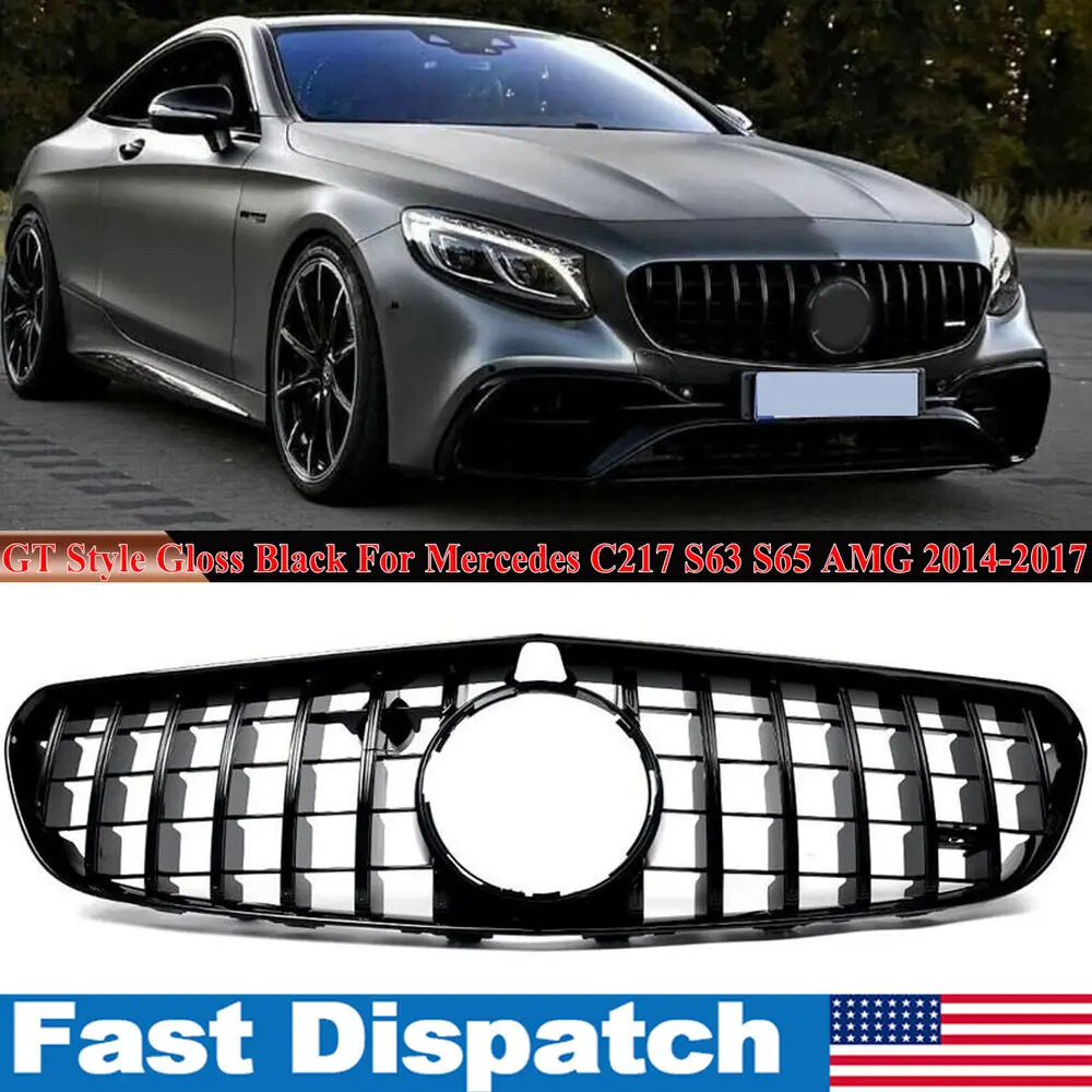 

Глянцевая передняя решетка Blk GT Look для Mercedes Benz C217 W217 S63 S65 AMG 2014-17