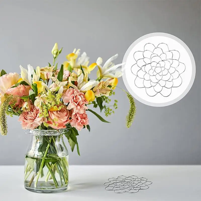 Bouquet Holder For Vase 3pcs Stainless Steel Flower Grid Fixer Floral Insert Ring Flower Art Decoration Flower Arranger Twist 4
