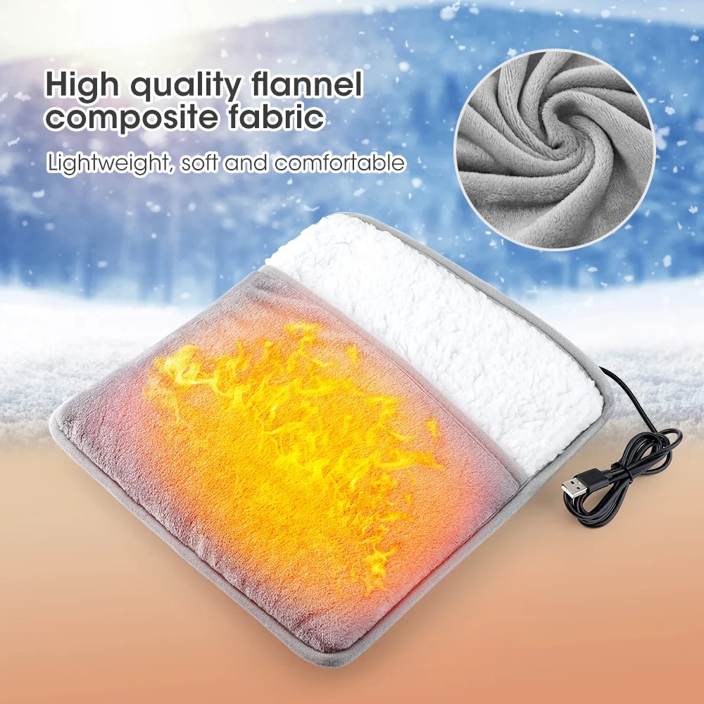 Winter Electric Foot Heating Pad USB Charging Soft Plush Washable Foot Warmer Heater Improve Sleeping Household Foot Warming Mat 2