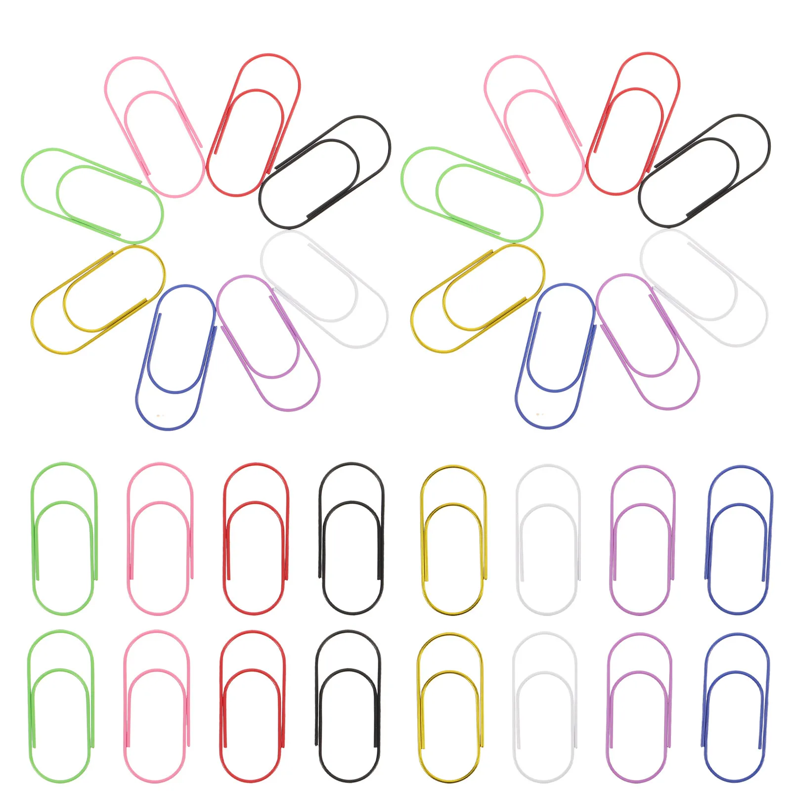 80Pcs 다채로운 코팅 금속 종이 클립 50Mm 점보 파스텔 바인더 클립 사무실 저널 노트 문서 정렬 파일