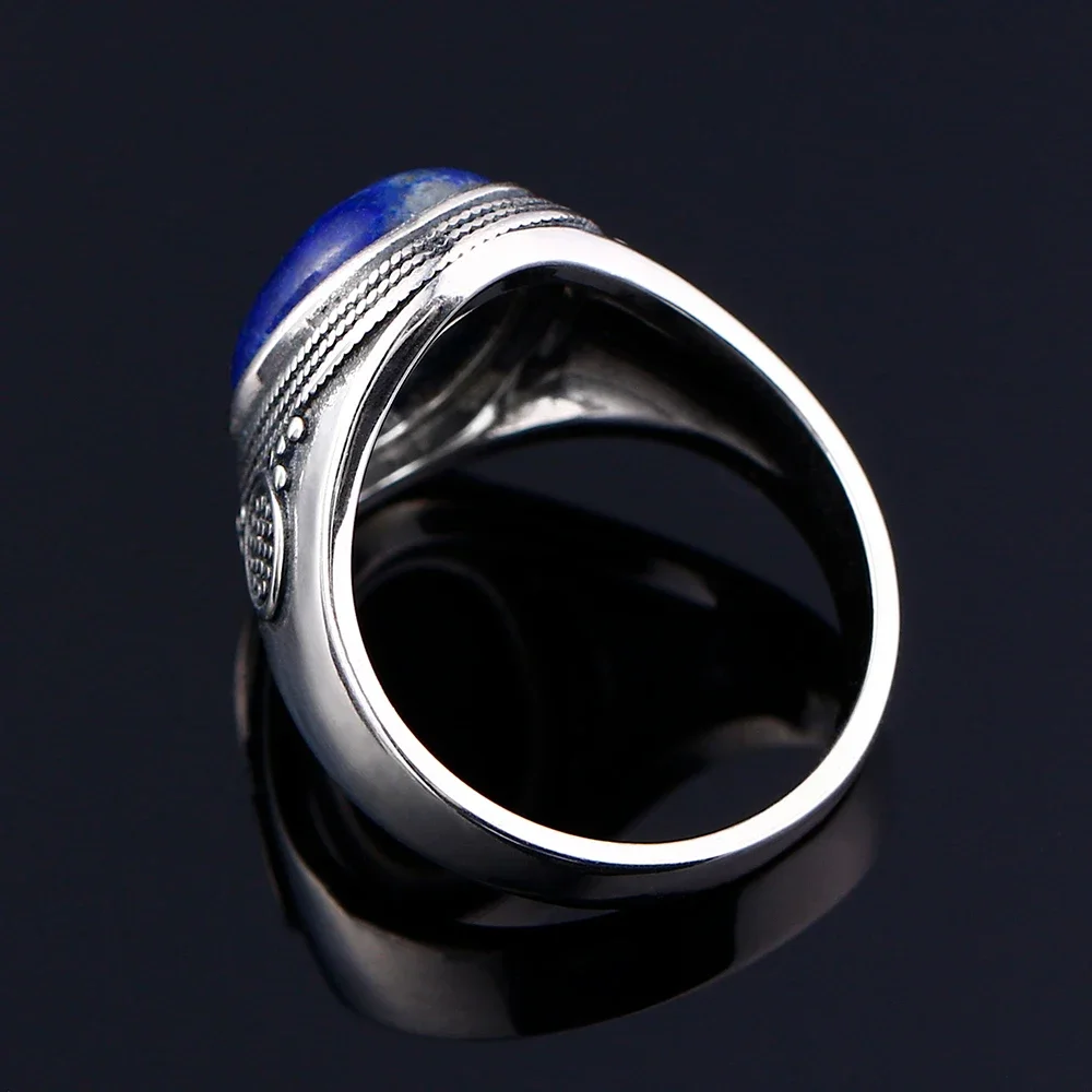 Nasiya Luxury Vintage Ring 10x14MM Big Oval Lapis Lazuli Rings For Men Women Fine Jewelry Party Anniversary silver ring silver rings gemstone ring