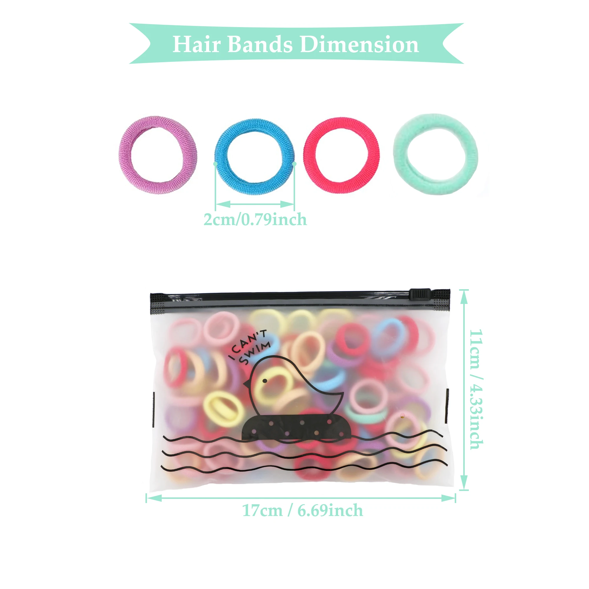 100 Piece Small Hair Tie Ladies, 2cm Elastic Hair Tie Ponytail Colourful, Mini for Baby Toddler Girls
