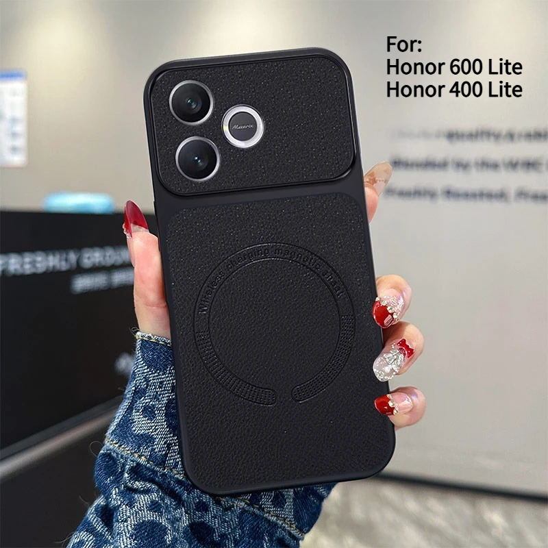 Lychee Pattern Magnetic Ultra-Thin Case with Wireless Charging Compatibility
