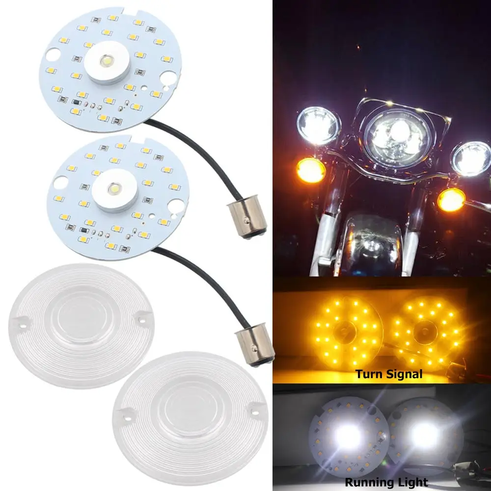 

3" Front 1157 LED Turn Signal Light Indicator DRL Inserts Light Bulbs For Harley Road Glide Electra Glide Sportster Dyna Softail
