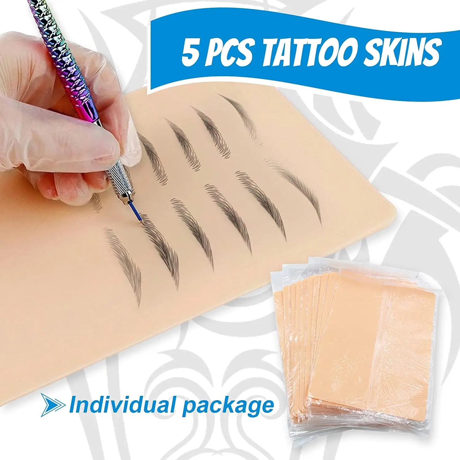 1/3/5pcs Tattoo Blank Practice Skin Eyebrow Soft Silicone Permanent Makeup  Double Synthetic Leather Tattoo Fake Skin Accessories