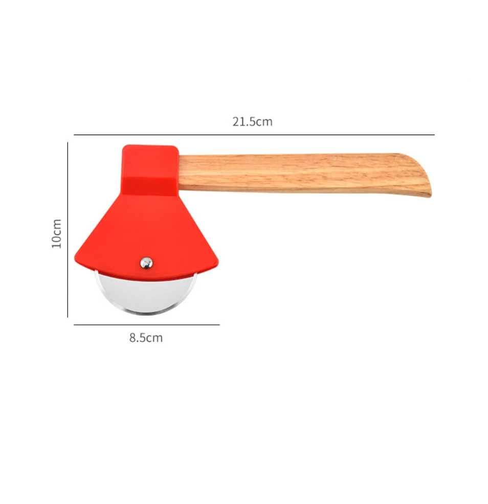 Stainless steel bamboo handle hatchet Pizza knife single wheel pizza knife plastic cookie baking tools handheld home pizza cutter,pizza knife