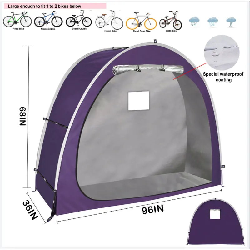 Bike Tent Bicycle Cover Shelter Outdoor Bike Storage Shed Thickened Oxford Silver Coating Waterproof Cloth Storage Shed