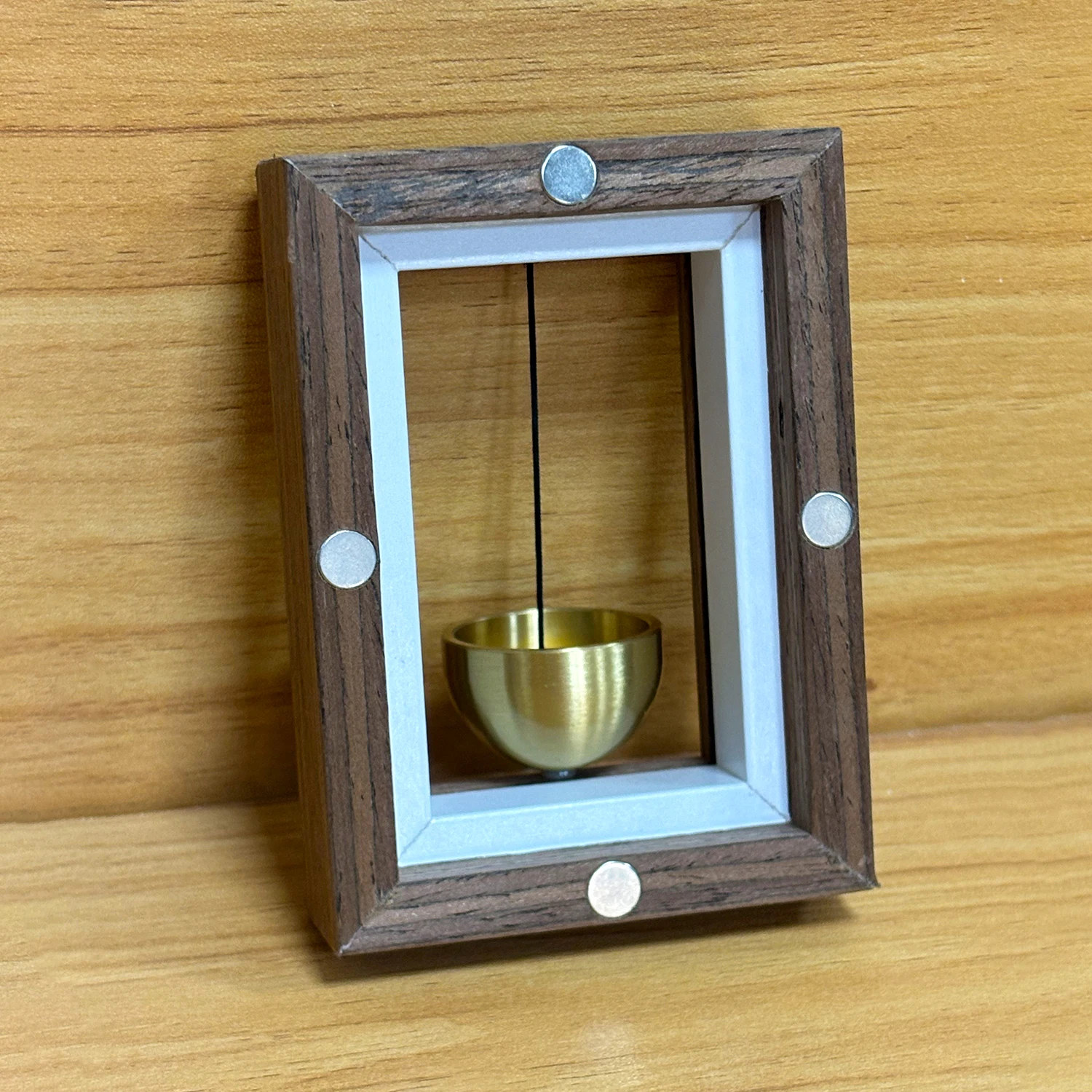 Messing-Türklingel-Erinnerung, magnetisch, rechteckig, Windspiele aus Holz, selbstklebende Türklingel für Tür- und Heimdekorationen – Detail 10