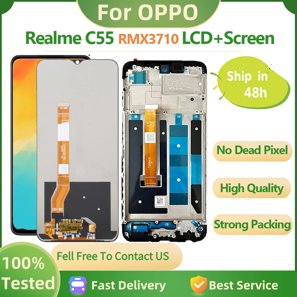 

6,72 "Новый ЖК-дисплей для OPPO Realme C55 RMX3710, ЖК-дисплей, запасной ЖК-дисплей с рамкой