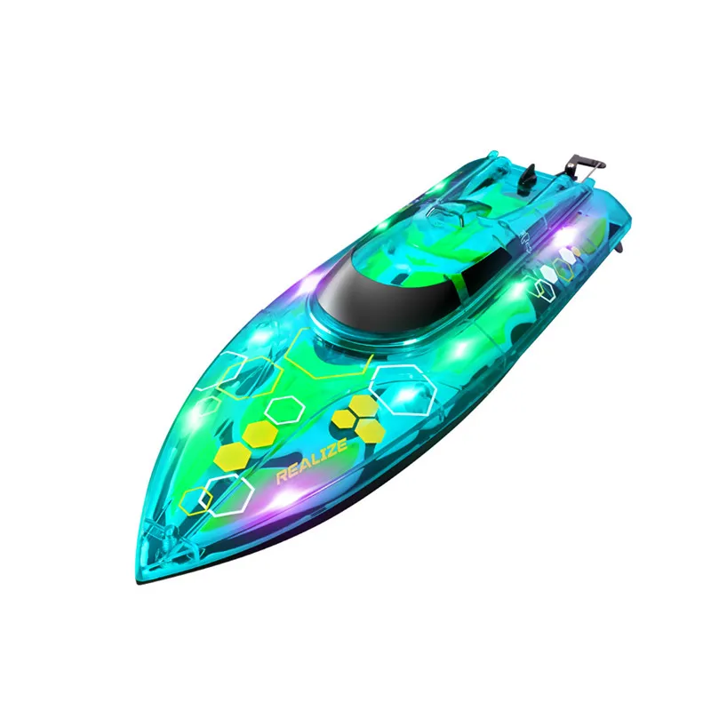 

High-Speed Electric Smart RC Boat Model 30KM/H Capsize Reset LED Light Precision Waterproof Racing Remote Control SpeedBoat Toy