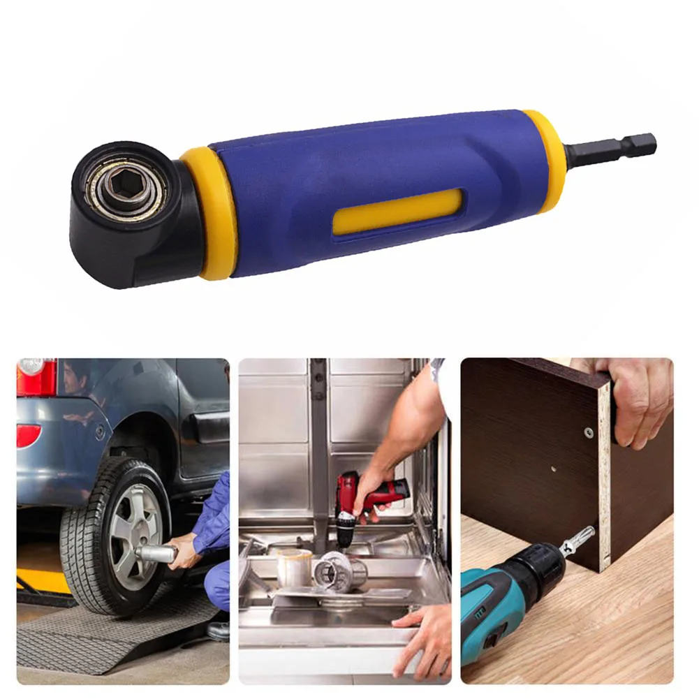 1/4 Inch 90° Degree Right Angle Attachment Universal Screwdriver Socket Adapter Labor-saving Drill Bit Corner Adapter Rotatable