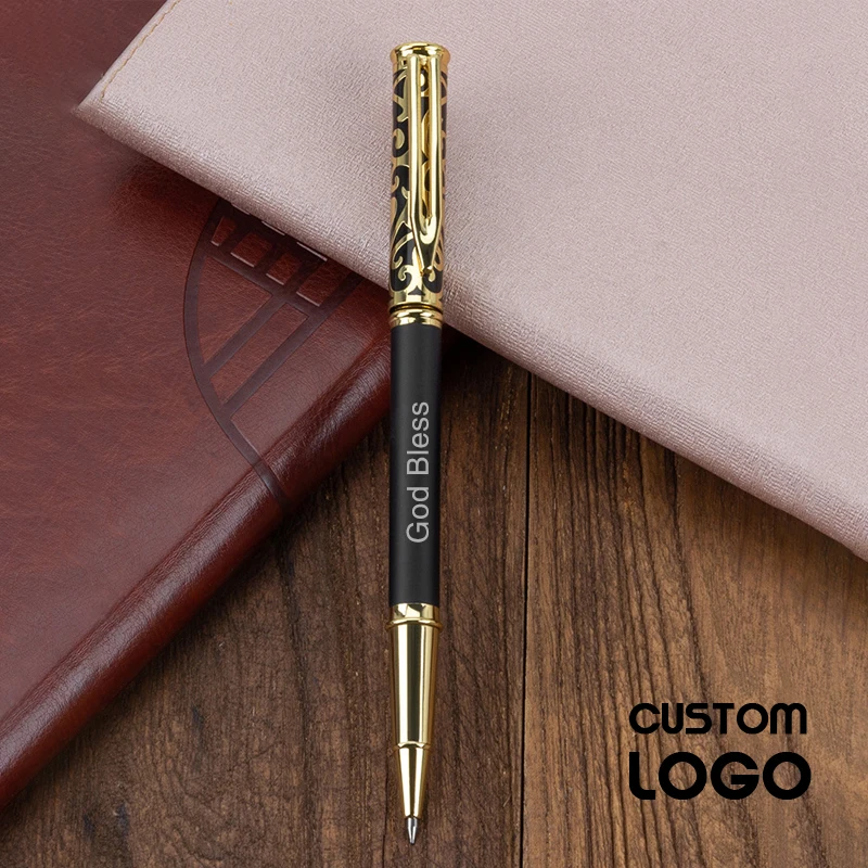 Chinese Style Pattern Pearl Pen Business Metal Gel Pens Ad Personalized Gift Custom Logo Ballpoint Pen School Stationery