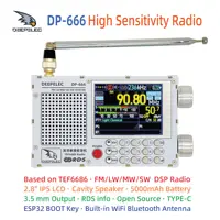 DP-666 DEEPELEC TEF6686 Radio High Sensitivity Full Band FM AM LW MW SW Shortwave ESP32 RDS 2.8 inch IPS LCD 1