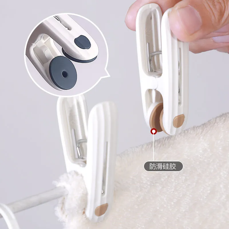 Plastic 12 Non-marking Clip Drying Rack Windproof Fixed Clothes Drying Clip Socks Bed Linen Soft Rubber Non-slip