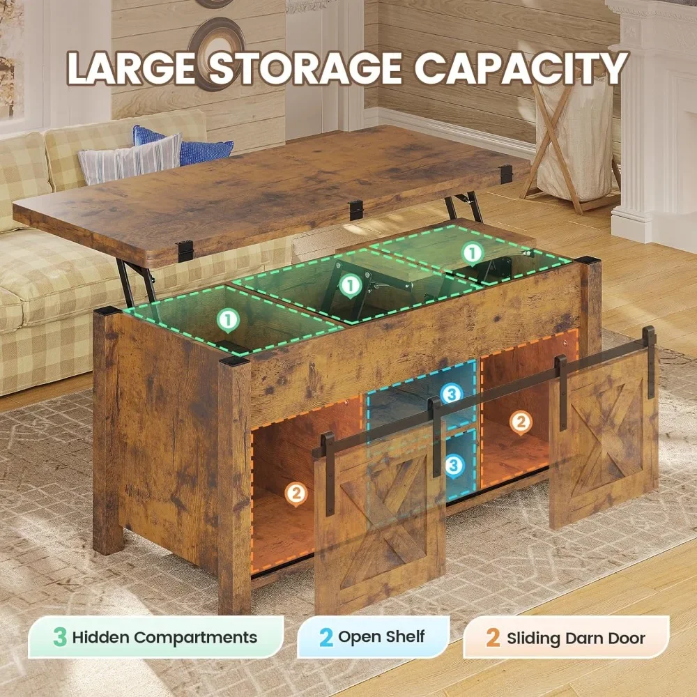 Lift Top Coffee Table, 4 in 1 Convertible Coffee Tables with Storage and Hidden Compartment for Living Room 4