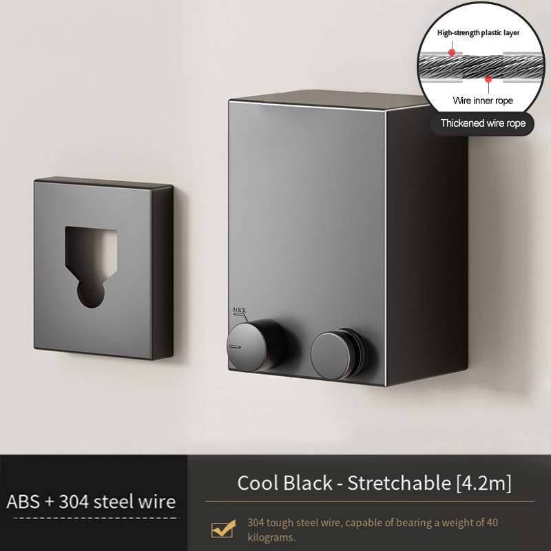 Invisible Clothesline Indoor Without Hole-Punching Shrinkage Wire Clothes Drying Artifact Bathroom Balcony Telescopic Hanging