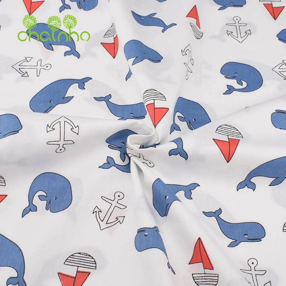 Chianho,Printed Twill Weave Cotton Fabric,DIY Sewing Quilting Material,Patchwork Cloth,8 Designs Cartoon Series,2 Sizes,15C307