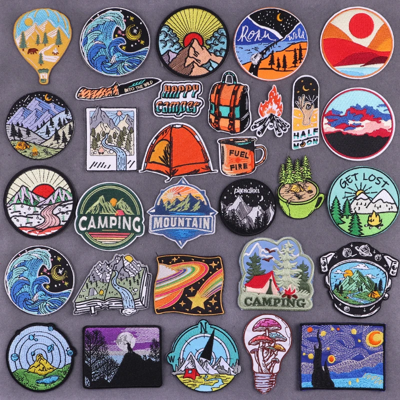 Camp Adventure Patch Iron On Embroidery Patches For Clothing Thermoadhesive  Patches For Clothes Wilderness Outdoor Patch Badges - AliExpress