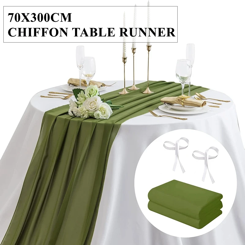 

Thickness Wedding Chiffon Table Runner 70CM Width Tablecloth Runners For Banquet Event Decoration