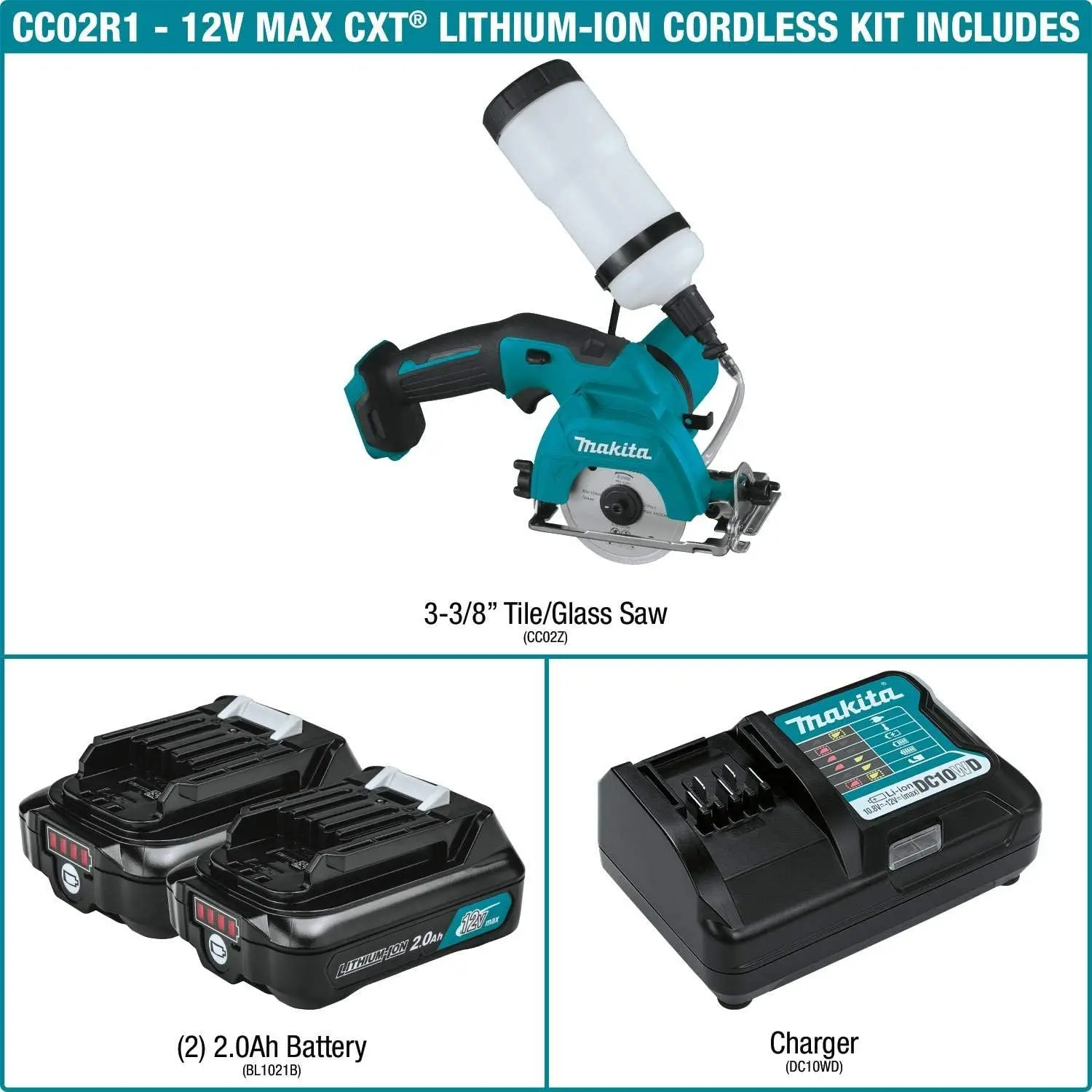 CC02R1 12V MAX CXT Lithium-Ion Cordless Tile/Glass Saw Kit, 3-3/8" 3
