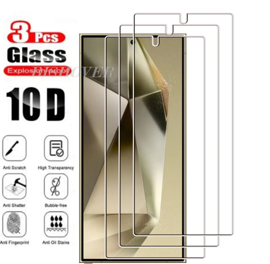 

3 шт. закаленное стекло для Samsung Galaxy S24 + 6,8 "2024 Galaxy S24 Ultra Plus, защита экрана, закаленное стекло, пленка