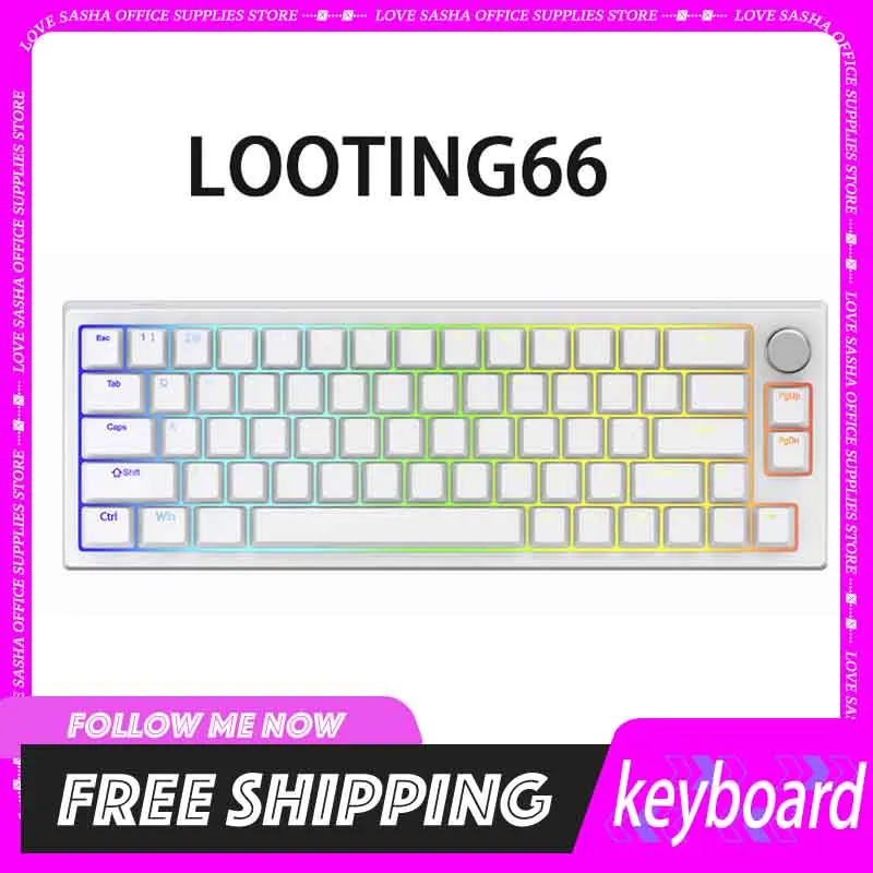 

Latenpow Looting66 Wired Mechanical Keyboard 66key Aluminium Alloy Magnetic Axis Keyboard Hot Swap Rgb Rt Keyboard For Computer