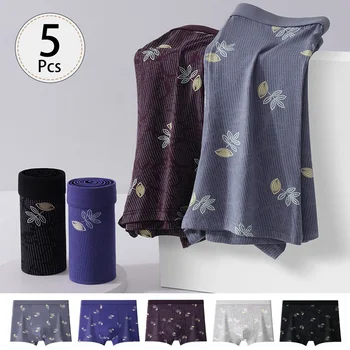 5 pezzi/intimo modale morbido da uomo intimo moda boxer ad alta elasticità pantaloncini da uomo traspiranti comodi taglie forti S-XXXL 1
