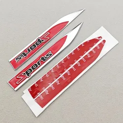 3D Metal Sports Logo Side Fender Car Emblem Sticker (2pcs Red Silver)
