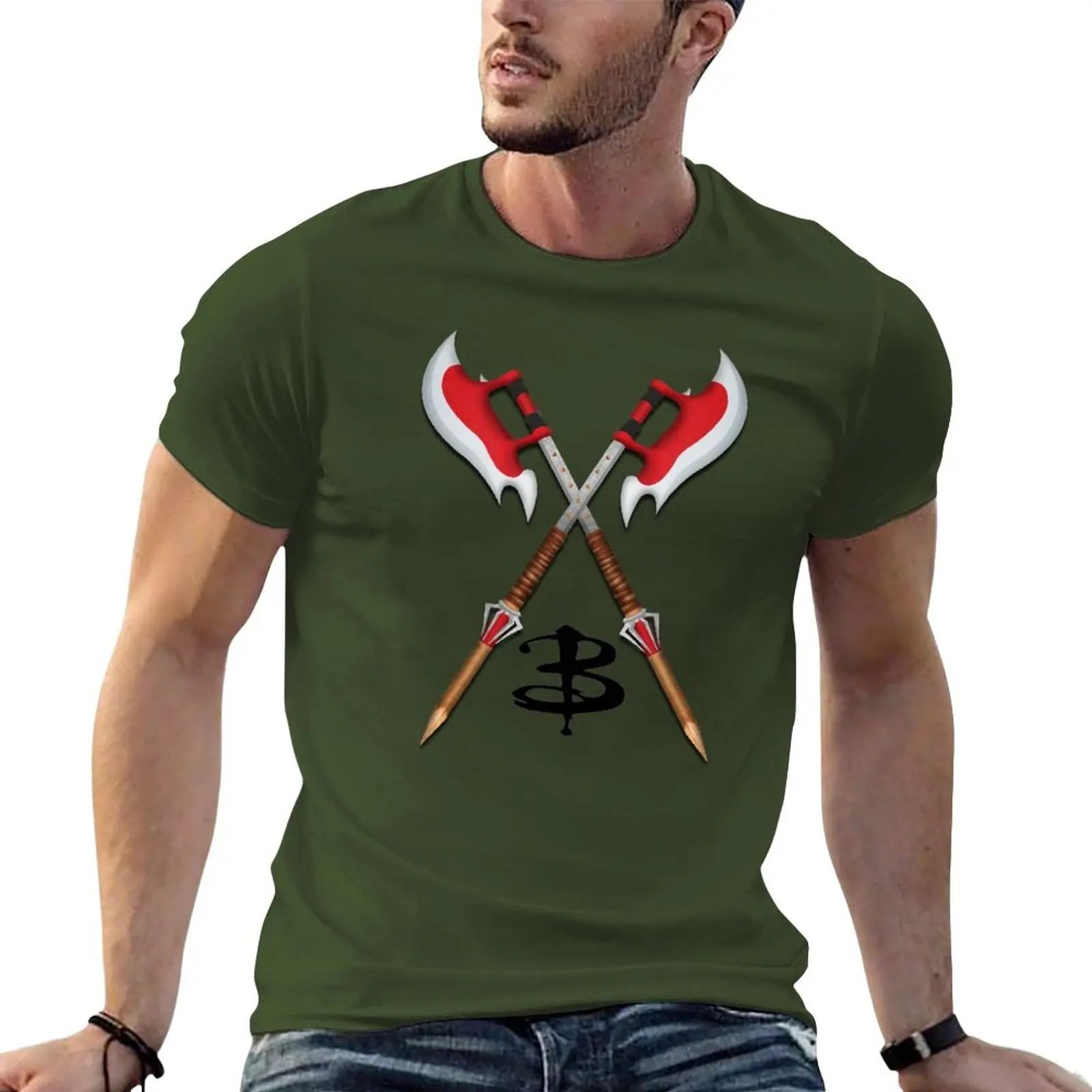 New Buffy -- Maglietta Incrociata Scythes T-Shirt Taglie Forti Magliette Taglie Forti Magliette Da Uomo Pack