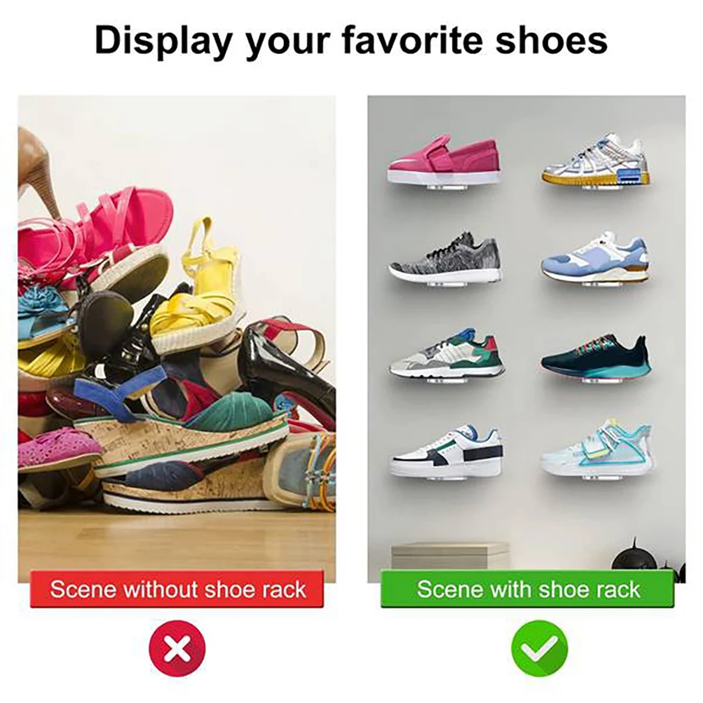 Floating Shoe Display Shelves for Wall Mount Set of 8 Clear Acrylic Floating Shelves for Showcase Sneaker Collection 4