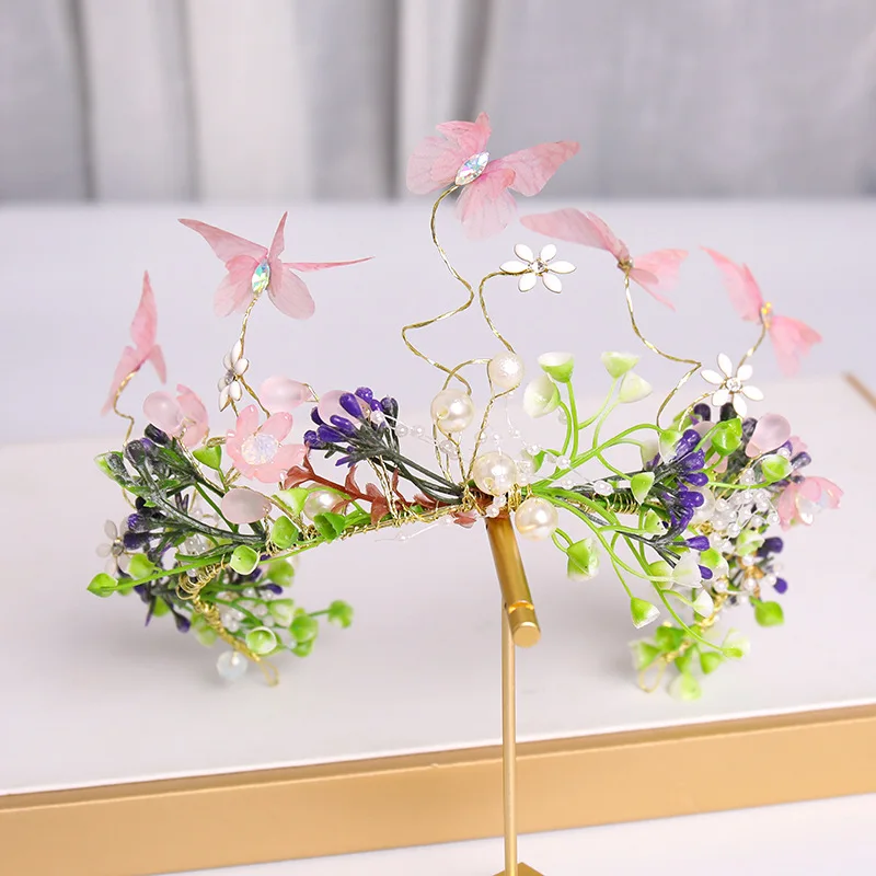 Crystal Pearl Headband Hairband Tiara Butterfly Flower Leaf Bridal Wedding Hair Accessories Jewelry Jewelry Accessories