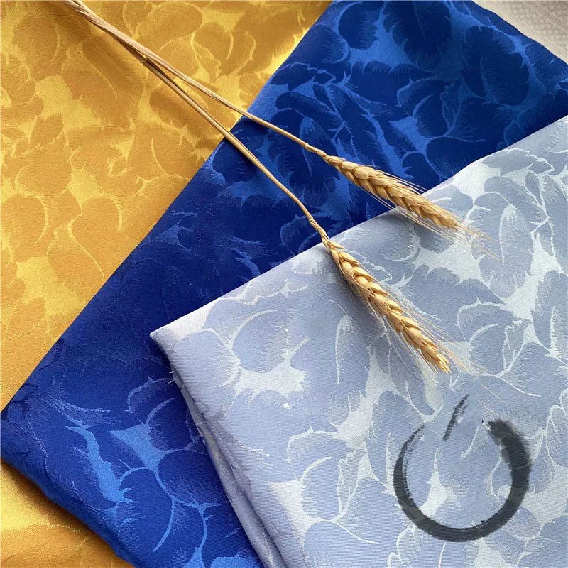 MicroElasticLeafJacquardFabricBytheMetersforNeedlework